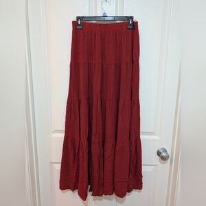 Elegant Red Maxi Skirt